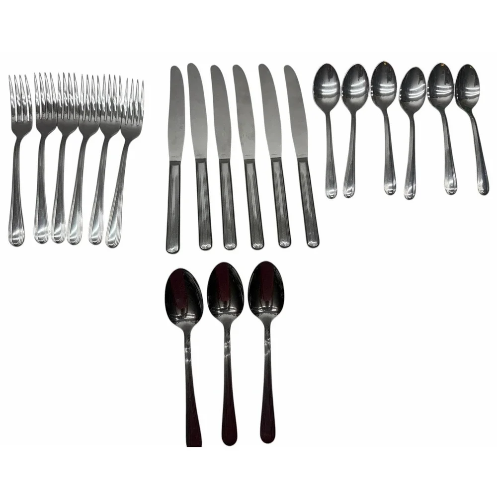 SILCO Stainless Steel Flatware‎ Set 21 Pc Forks Knives Spoons Commercial Grade